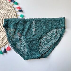 Victoria's Secret The Lacie Lace Bikini Panty Black Ivy XL NEW